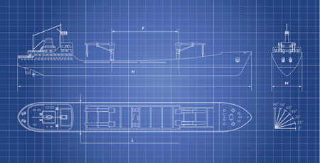 Architecture drawing of a marine ship