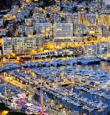 Marina in Monacco packed with superyachts.