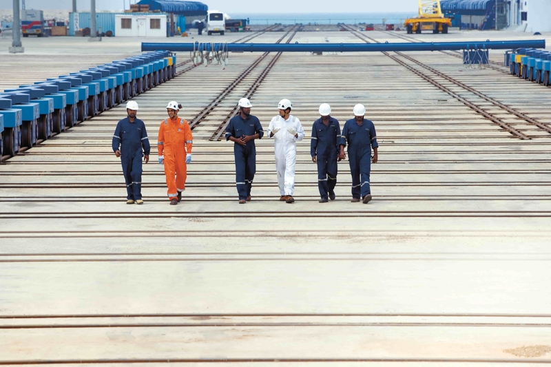 Surveyors and ship yard workers