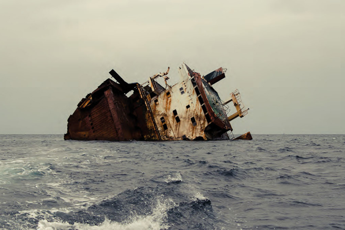 Shipwreck in the ocean