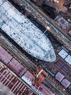 A shipping yard from above. 