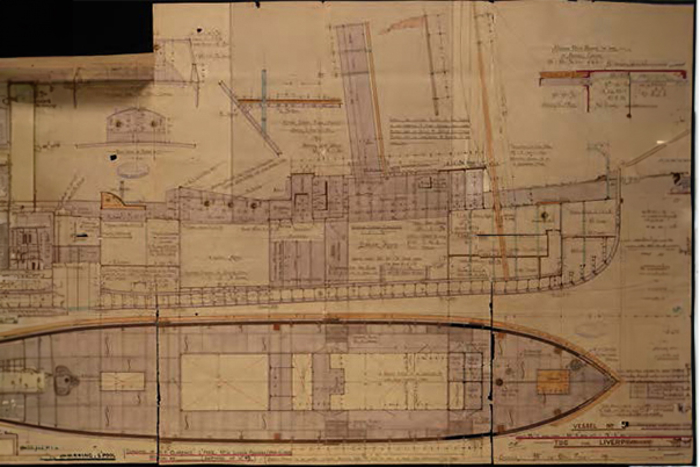 The multi-coloured profile and deck plan for the steamer Canning.