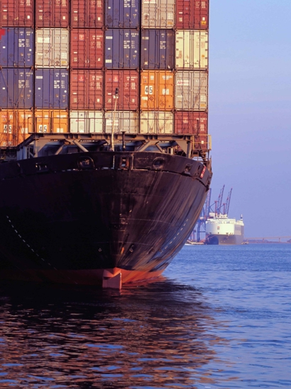 Cargo ship on water