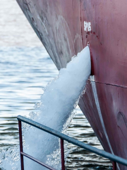 Water disposal from ship ballast water.