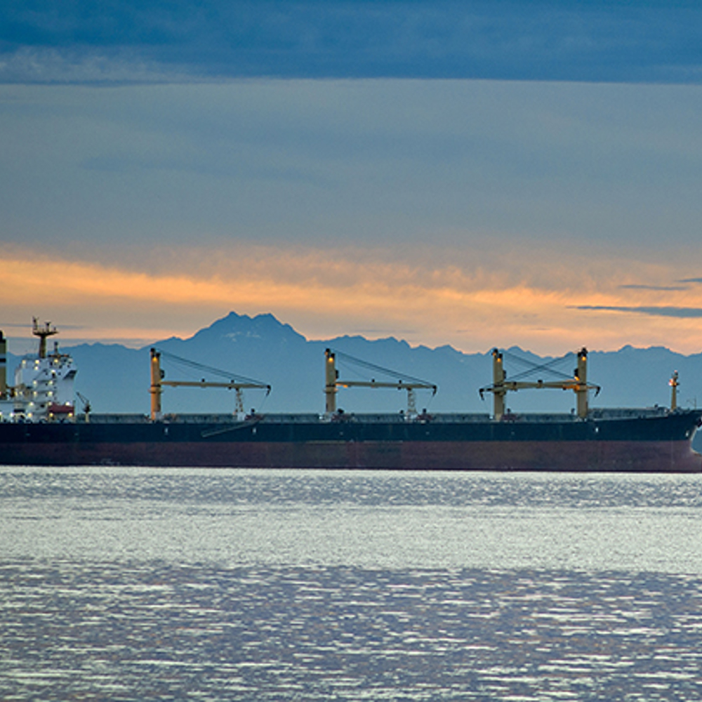 Ship tanker at dusk