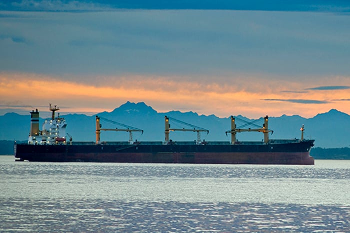 Ship tanker at dusk