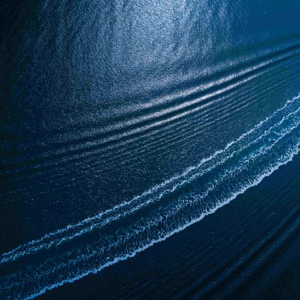 A ships wake on the ocean.