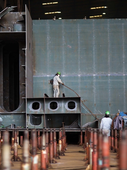 Shipbuilders at work