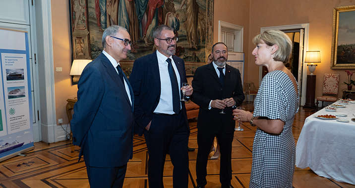 From left to right: Ezio Mesini, Italian Offshore Authority as defined by the EU Offshore Directive, Gianpaolo Dalla Vedova, LR’s Business Development Manager, and Aldo Scopetti, QA/QC Corporate Manager (Rosetti Yard) speaking to Jill Morris.