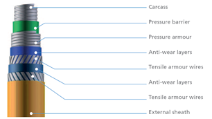 Drilling image with the different layers from External sheath to Carcass
