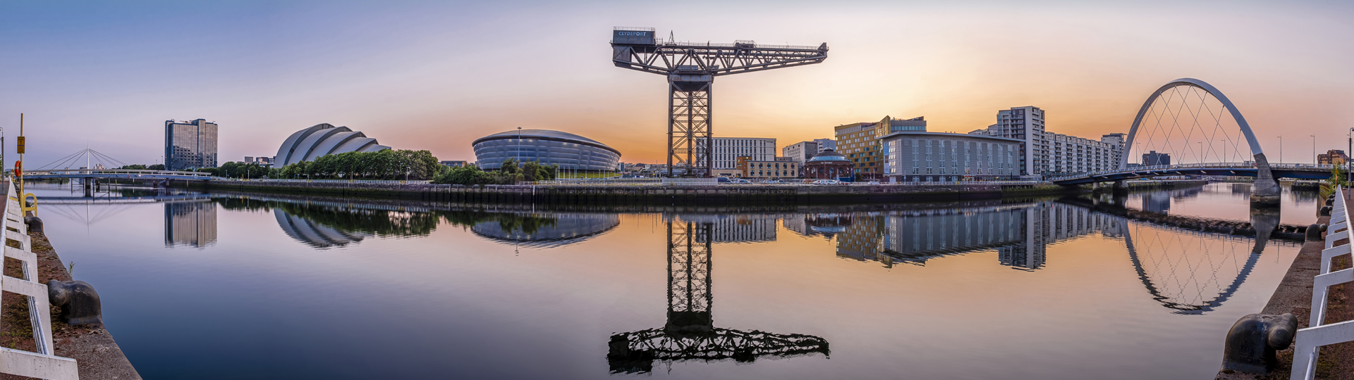 Glassgow dawn reflection by the river