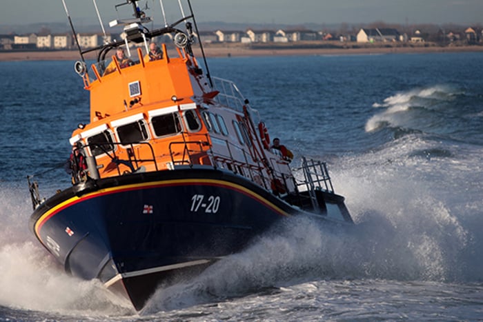 RHLIE lifeboat at sea. 