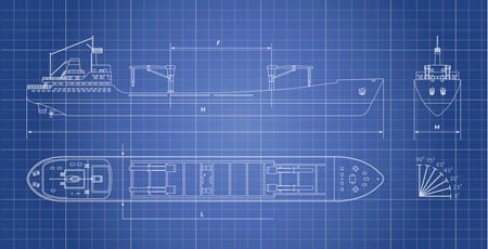 Architecture drawing of a marine ship