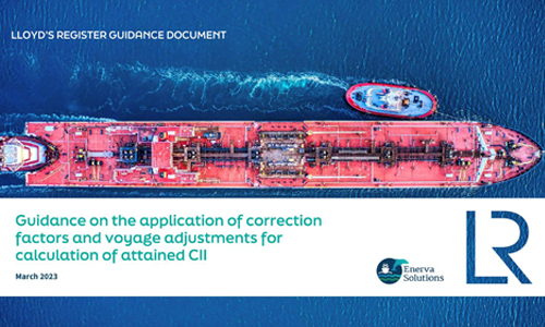Image of front cover of the Lloyd's Register Guidance Document with top view of a red vessel and tug boat next to it.