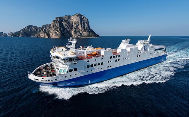 The F.-A.-Gauthier pictured during sea trials off the island of Capri.