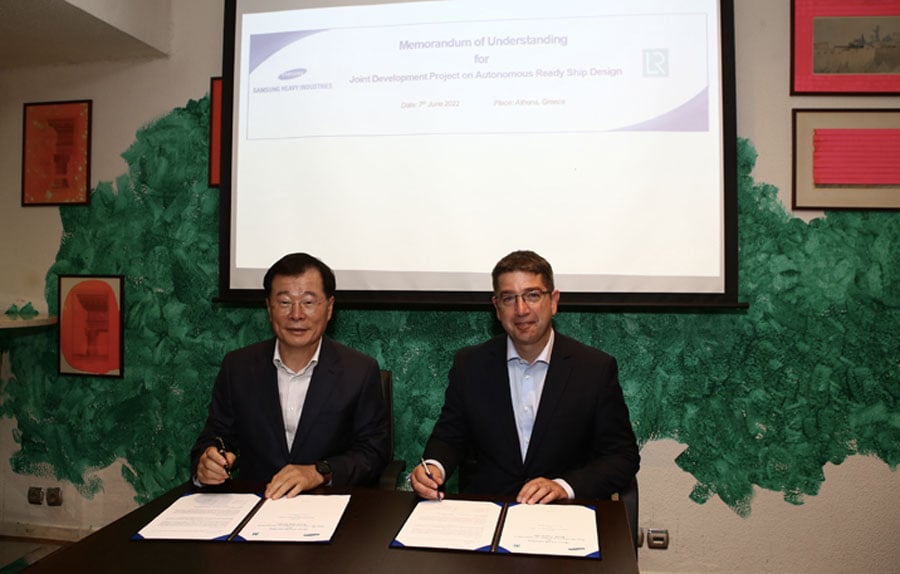 The certification was awarded on 7 June 2022 at Posidonia in Athens, Greece, in the presence of Jin-Taek Jung, SHI’s President & CEO and Nick Brown, LR Group CEO.