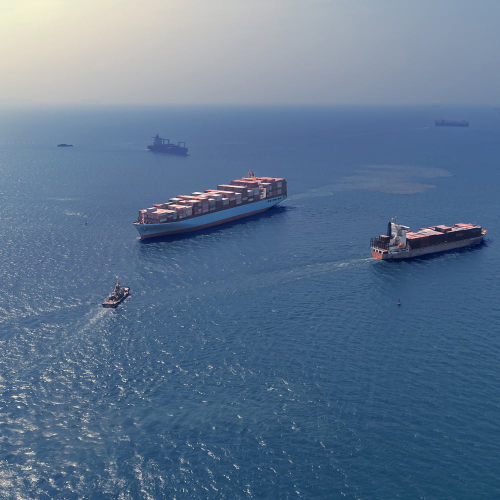 Two tankers at the sea