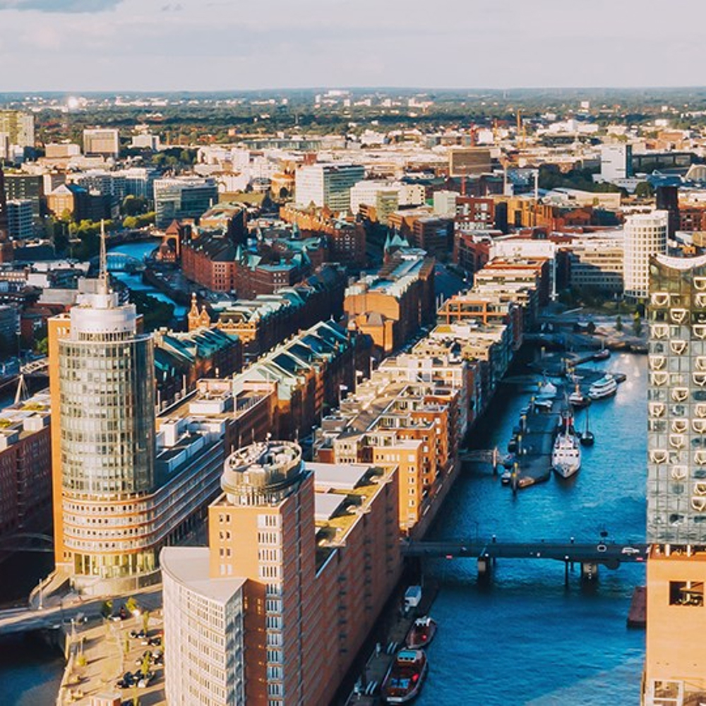 Hamburg city with a canal