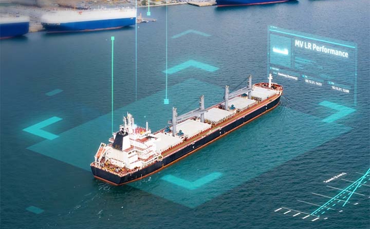 Ship from above with MV LR Performance Graphics overlayed.