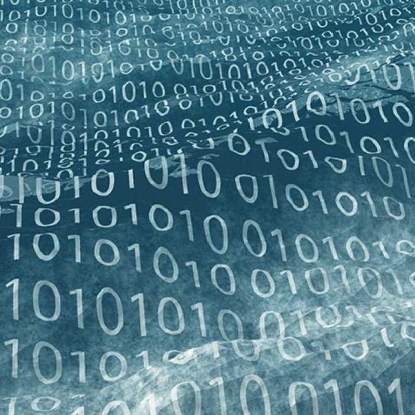 Graphic of cyber numerics as a visual of folding through waves.