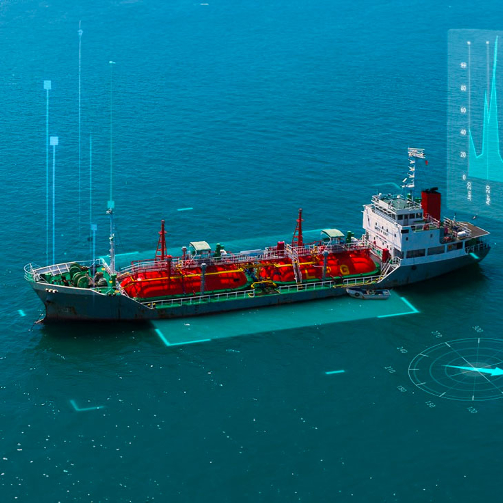 Tanker with digital overlay