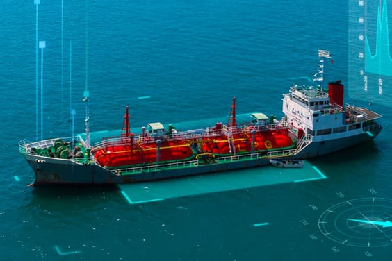 Tanker with digital overlay