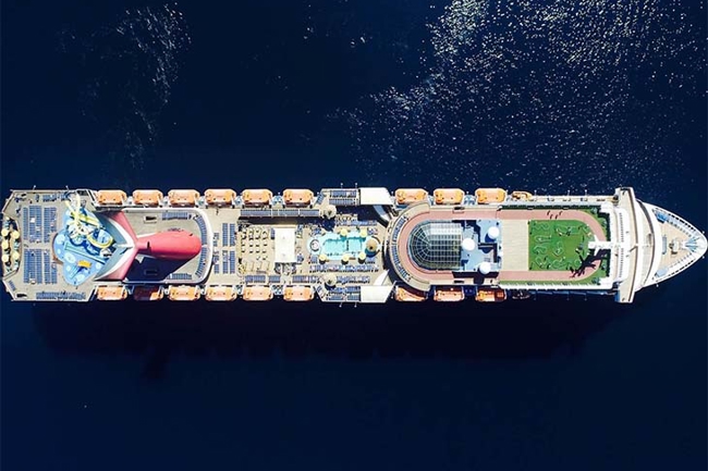 Passenger ship from above.