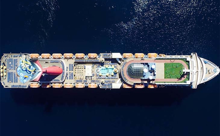Passenger ship from above.