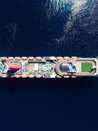 Passenger ship from above.