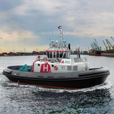 Hydrogen powered tug steaming along in Antwerp