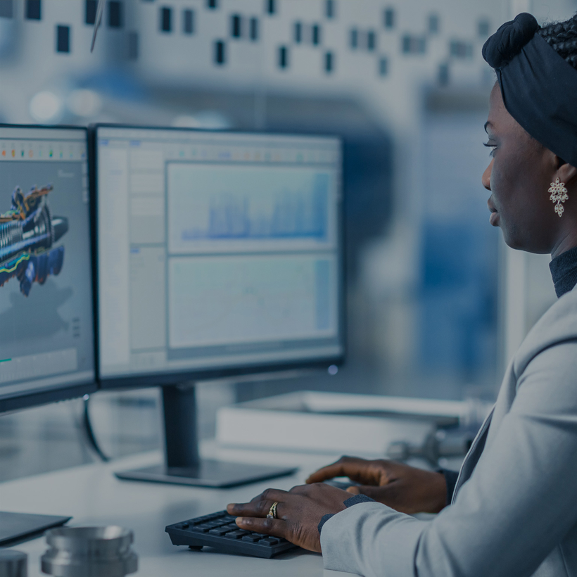 Woman on desktop